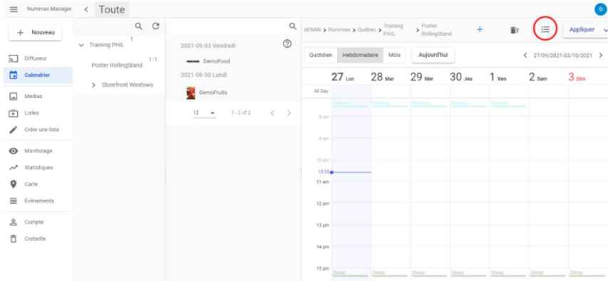 calendrier de diffusion de contenus